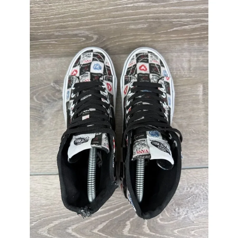 Vans Sk-8 Hi Tapered “Love Letters” Women’s Sz 8 Lace Up Black White Red Sneaker